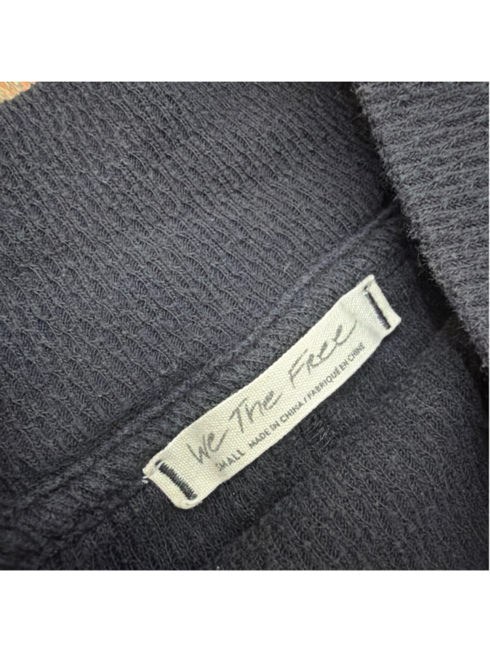 We The Free Black Waffle Knit Mock Neck Long Sweater High Front Slit S Lagenlook - Picture 5 of 10